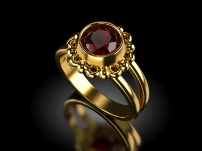 Rubin vintage ring  3D print model