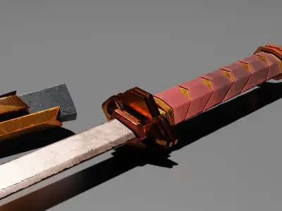 Combat Blade - Katana Sword Low-poly 3D model