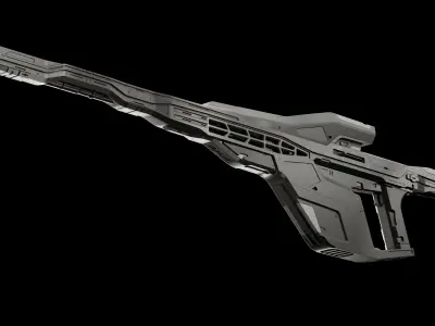 Futuristic sniper rifle Low-poly 3D model