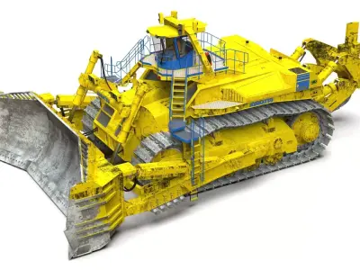 Komatsu Crawler Ripper Dozer D675E 3D model
