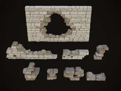 Ruins Scene and Ruins Pack Low-poly 3D model