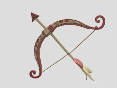 Bow and Arrow 3D Model PBR Textured Game Ready Asset Low-poly 3D model