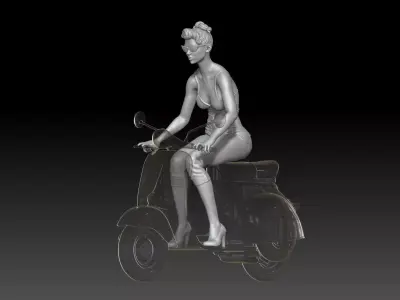 PIN UP and vespa girl 1 3D print model
