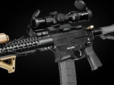 Custom Modular Assault Rifle AR-15  Low-poly 3D model