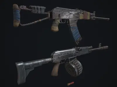 Saiga two weapons Low-poly 3D model