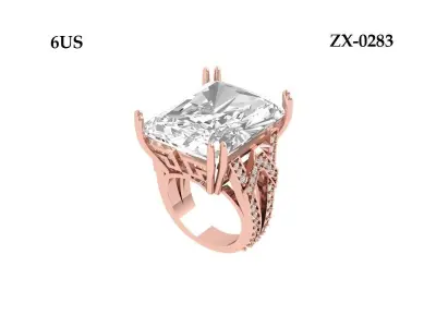 Radiant solitaire Art Deco Ring 3D print model