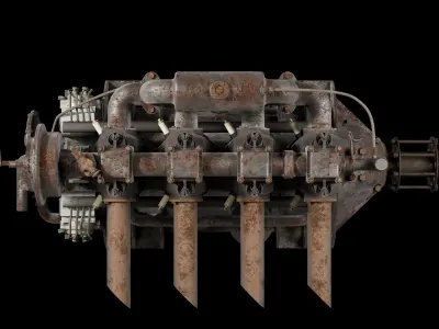 Hall-Scott A7 engine 3D model