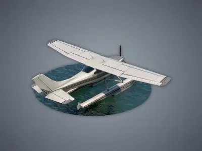 Cessna 182 Skylane Seaplane Low-poly 3D model