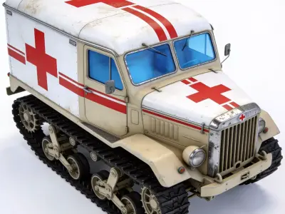 Sci-Fi Military Half-Track Ambulance Low-poly 3D model