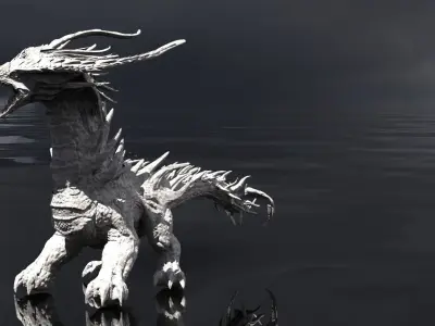 Reptile Statue monster big  3D model