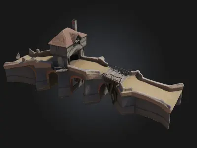 Medieval Bridge House  Where Architecture Meets Adventure 3D model