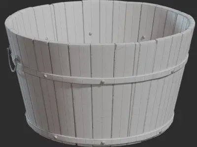 Wooden Bucket Big Low-poly 3D model