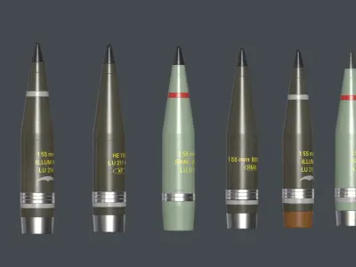 Artillery Caesar France Projectile 155mm Low-poly 3D model