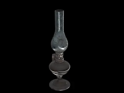 vintage chimney oil lamp 01 3D model