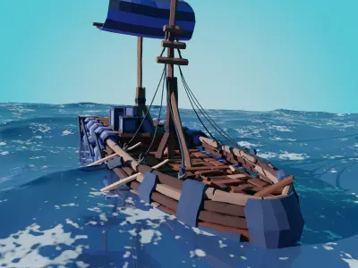 Stylized Ship-3 Low-poly 3D model
