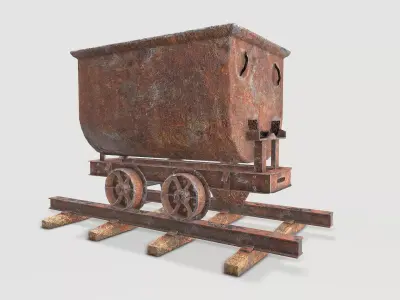 Mine wagon and rail Low-poly 3D model purchase