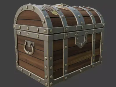 Medieval Wooden Treasure Chest 3D model