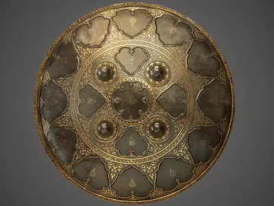 Indian style Dhal Shield - Low Poly Low-poly 3D model