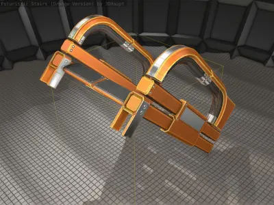Sci-Fi Stairs - 2 - Orange Version Low-poly 3D model