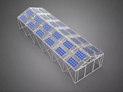 PHOTOVOLTAIC SOLAR PANEL ROOF TOP GREENHOUSE GLASSHOUSE HOTHOUSE 3D model