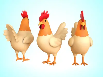 Cartoon Chicken Cute 01 Low-poly 3D model