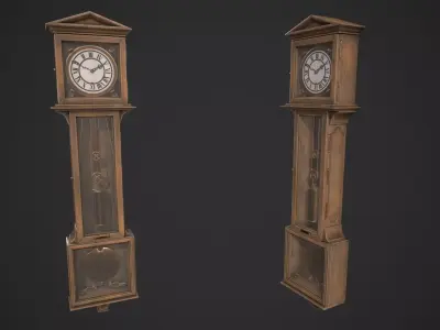 Grandfather Clock Low-poly 3D model