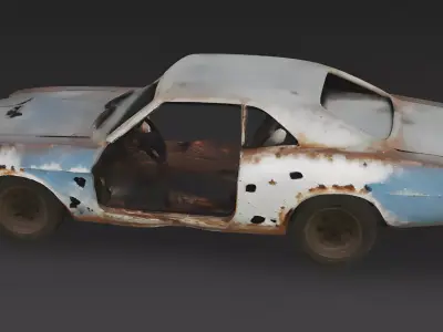 Junked Muscle Car 3D Model 3D Model Low-poly 3D model