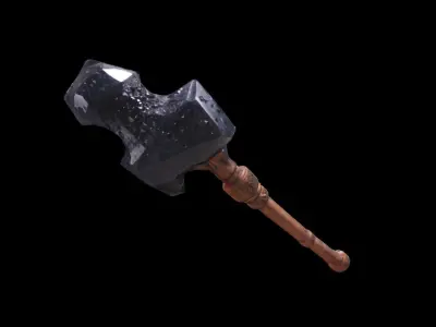 Black Crystal With Wooden Handle 3d Model 3D model