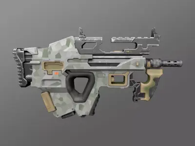 Low-poly 3D sci-fi model Assault rifle Jungle Planet Low-poly 3D model