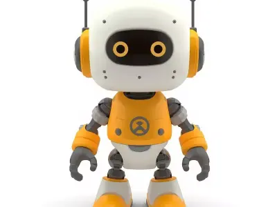 Cute Yellow Robot Character 3D Model Low-poly 3D model