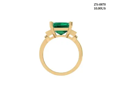 3-Stone-Ring 3D print model 4