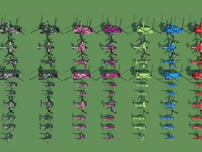 Helicopter Packs Low-poly 3D model