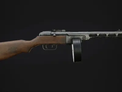 Sub Machine Gun PPSh41 3D model