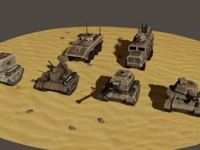 stylized military vehicles  3D Model Pack