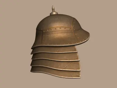 Japanese Kabuto Helmet - Rust - Medieval Character Low-poly 3D model