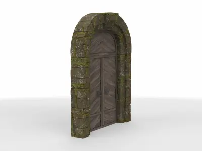 medieval wooden gate 02  3D model