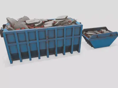 Construction Skip Containers With Debris Low-poly PBR Low-poly 3D model