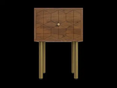 Bedside Table Mango Wood Brass Low-poly 3D model