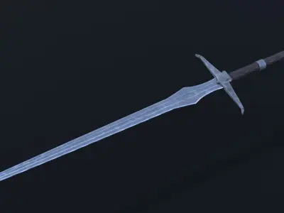 LowPoly Medieval TwoHanded Sword GameReady Weapon Low-poly 3D model