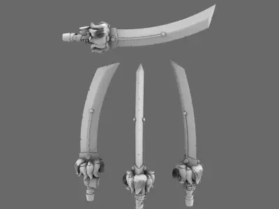 Cyber Samurai Demon Dog Sword LEFT 3D print model