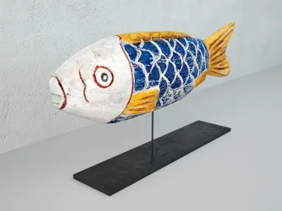 African wooden fish 1 3D model