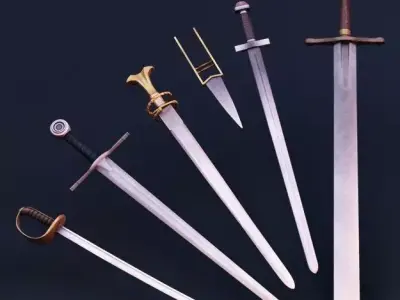Sword Collection five different swords 3D model
