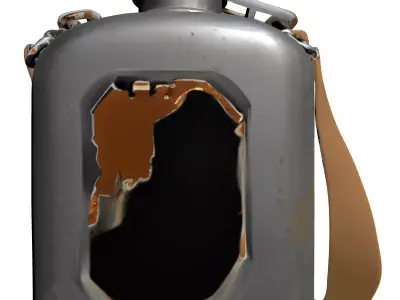 Vintage Metal Canteen with Strap Low-poly 3D model