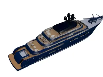 Helipad Luxury Super Yacht Modern Multi-Deck Mega Yacht 3D model