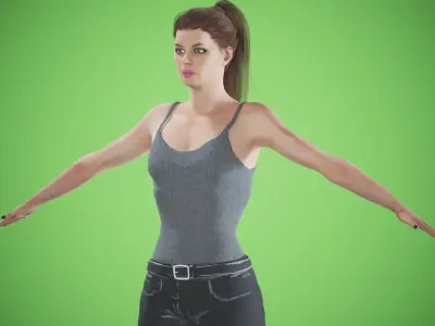 game rigged girl Free low-poly 3D model