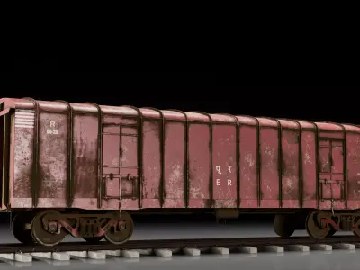 Indian Railways BCNA Covered Freight Wagon Low-poly 3D model