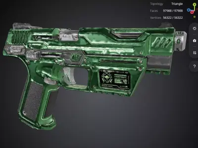 Green Pistol 3D model get