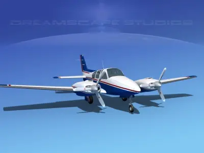 Beechcraft B55 Baron V03 3D model