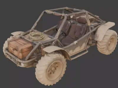 Wild West Themed Sand Buggy Asset Low-poly 3D model