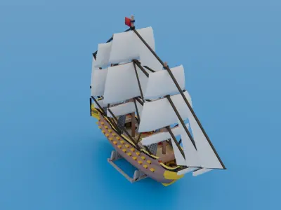 Medieval Ship Low-poly 3D model purchase